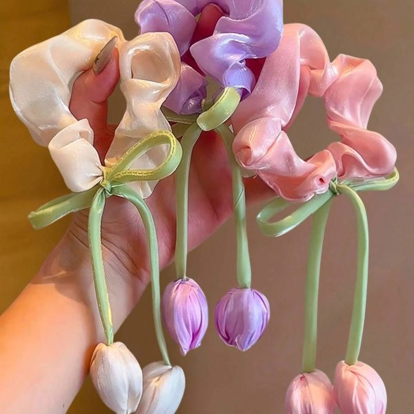 اسکرانچی مو گل لاله آویزدار